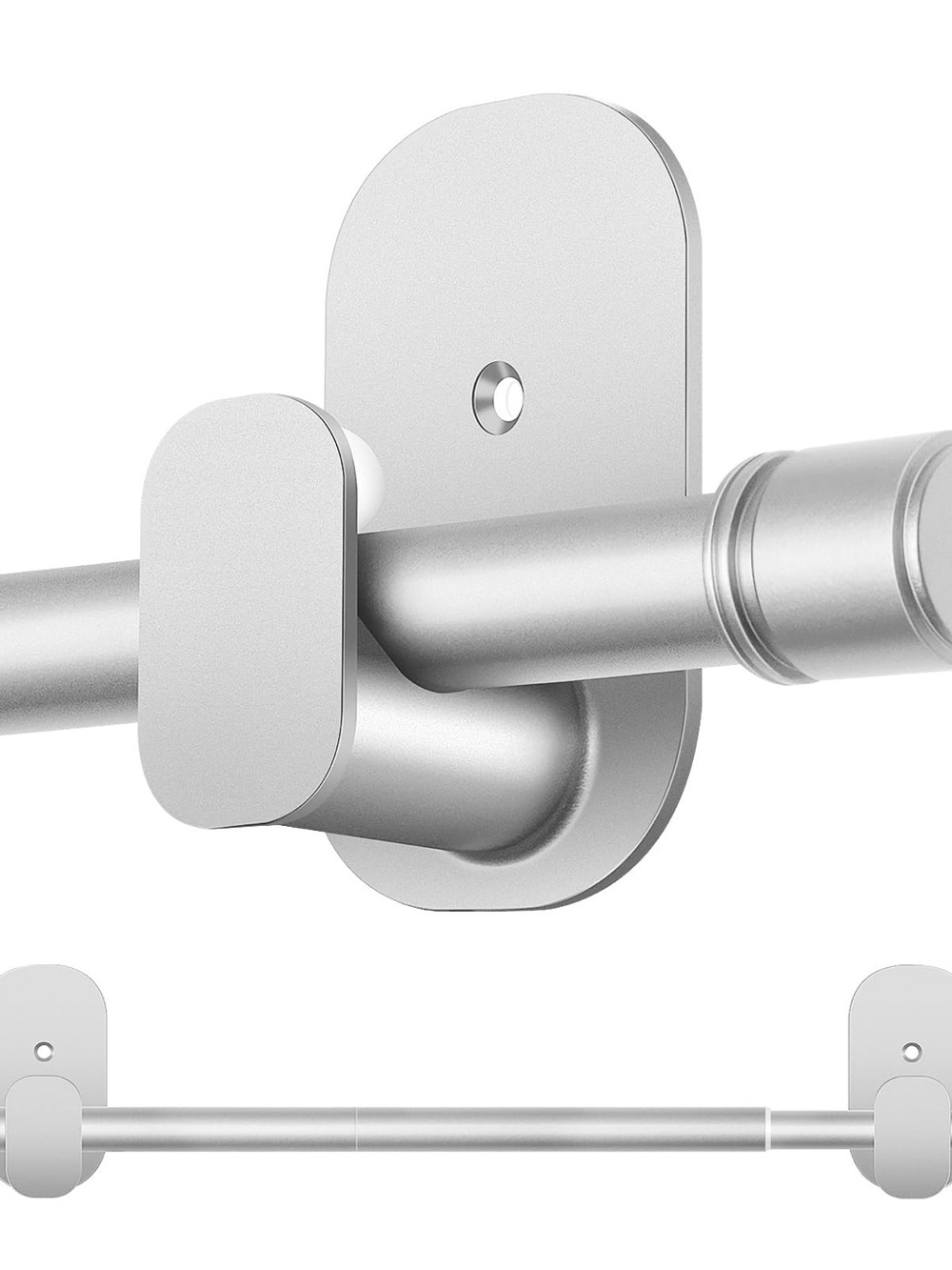 No Drilling Curtain Rod, Silver, 48-84"